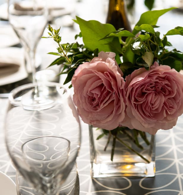 Roses and wine glasses