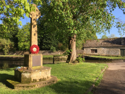 Memorial cross in evening light
