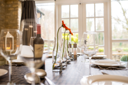 Dining table set at The Chestnuts