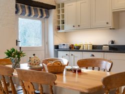 Breakfast on table in kitchen