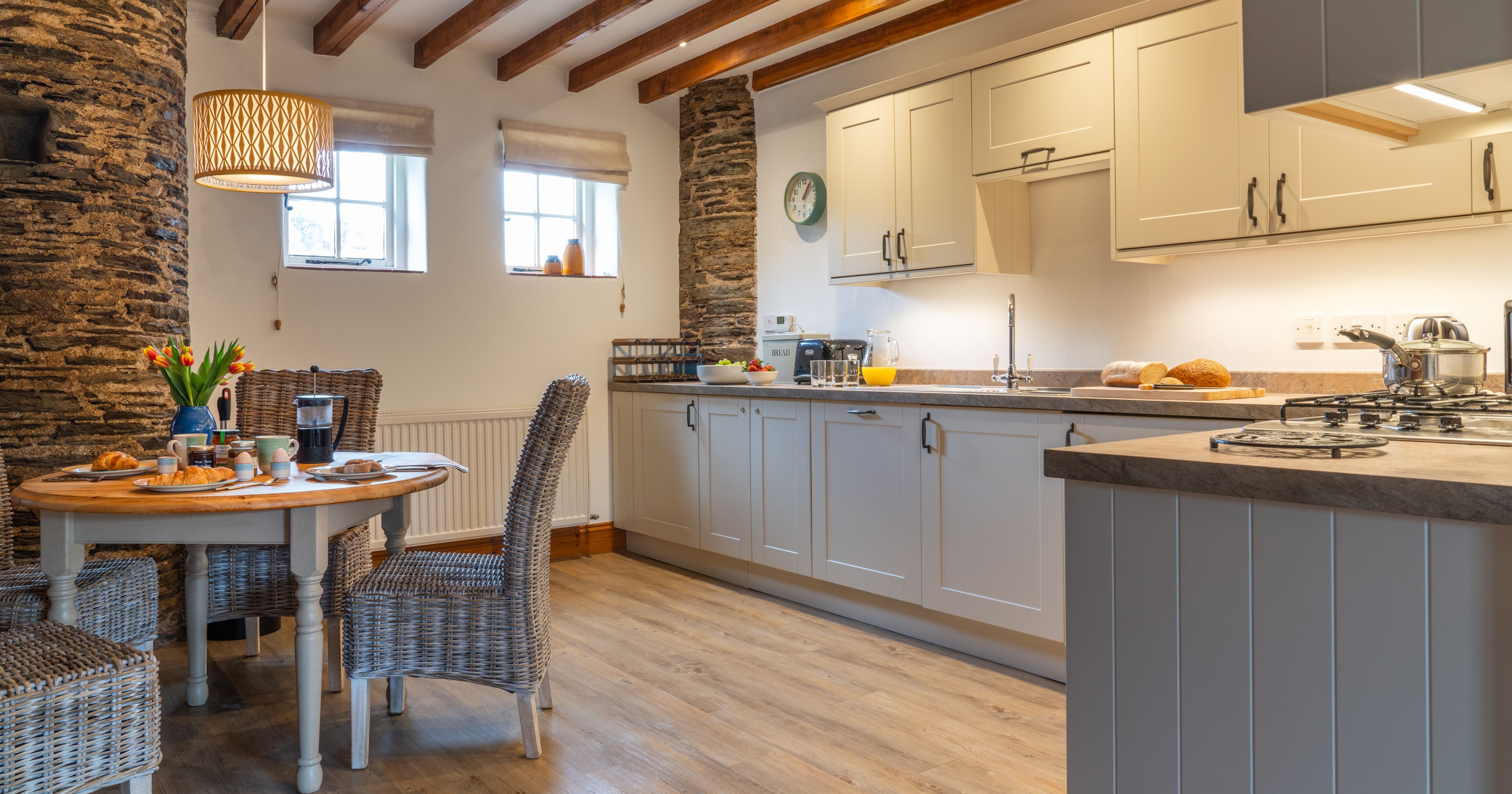 Mangers kitchen with exposed beams