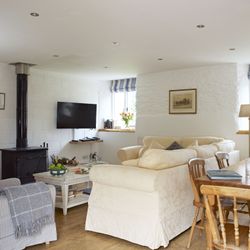 the stables living area with log burner