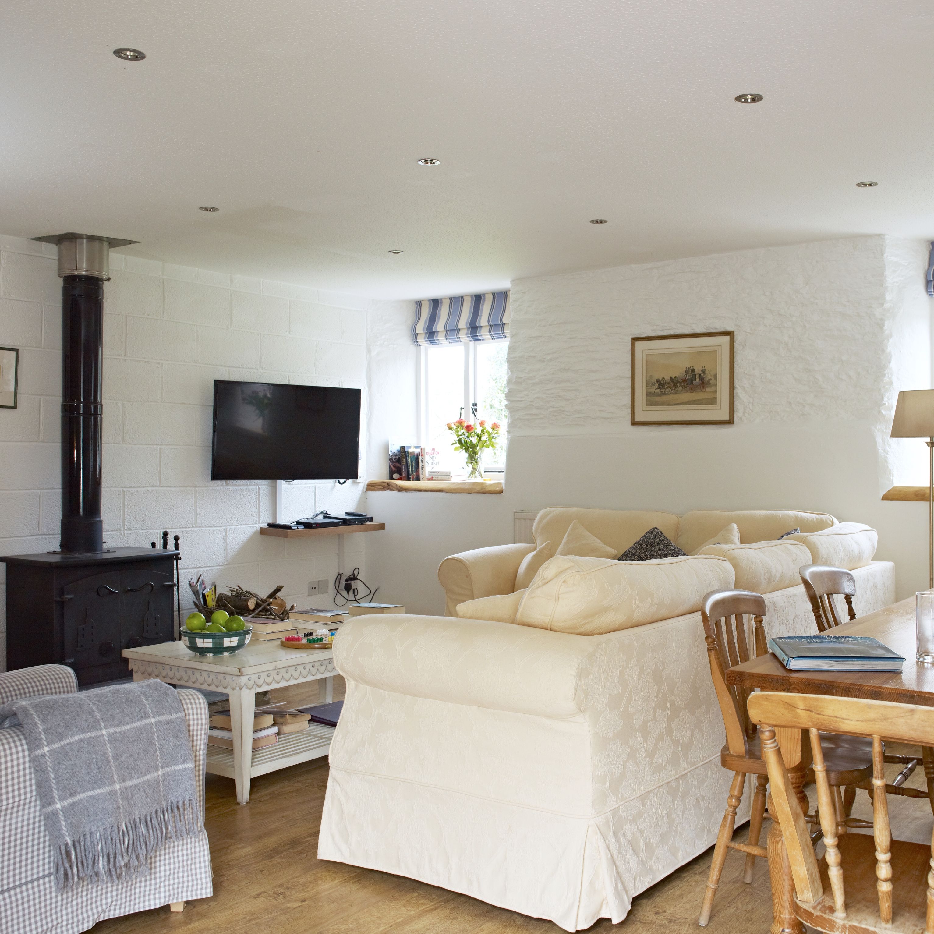 the stables living area with log burner