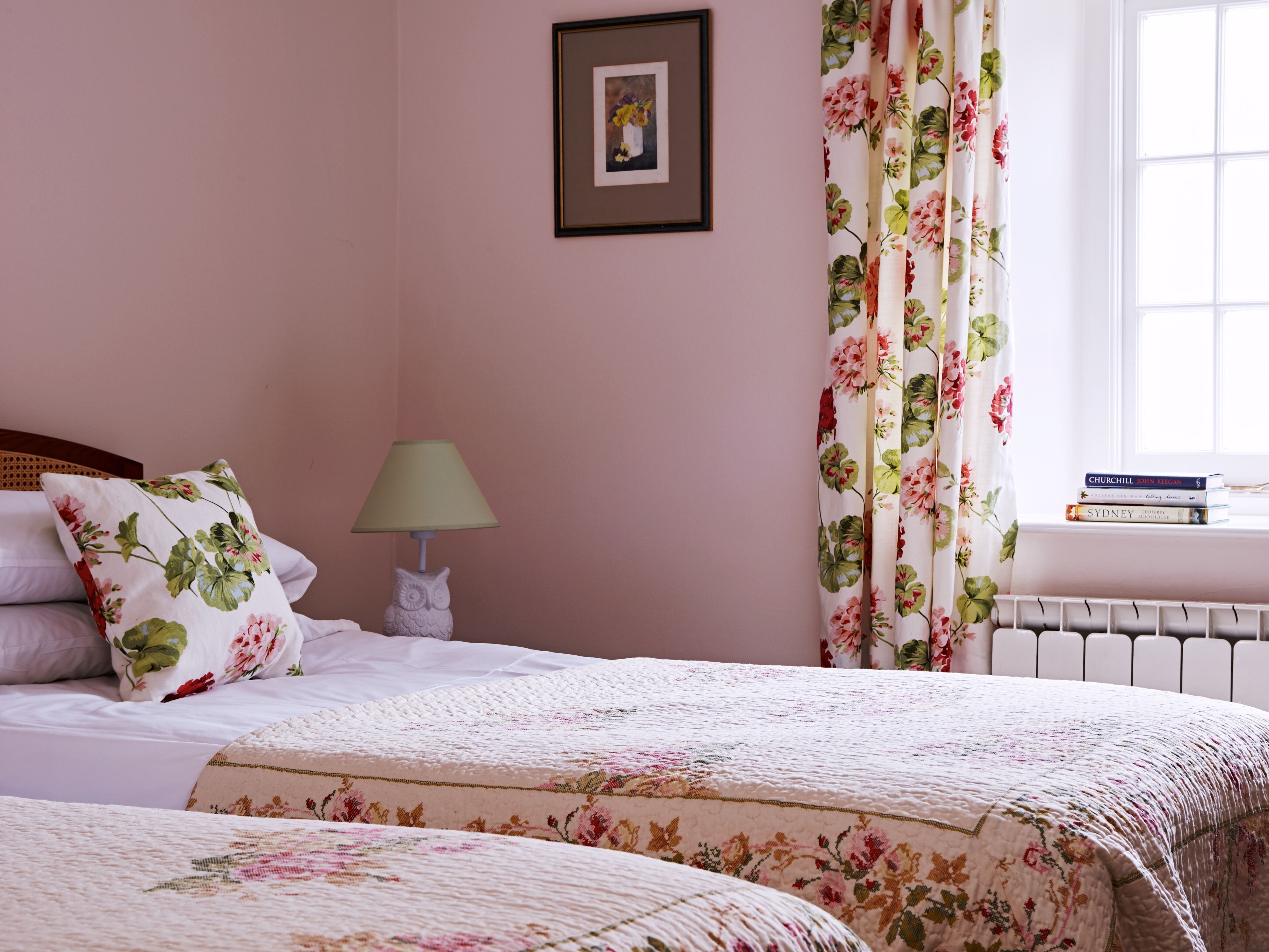 Pink twin bedded room