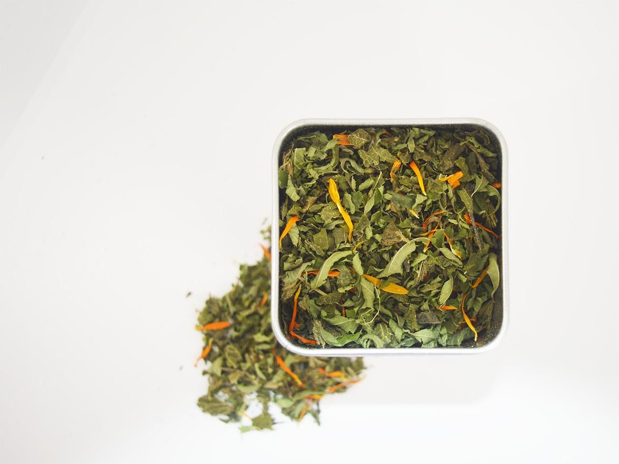 Gathered and grown tin herbs