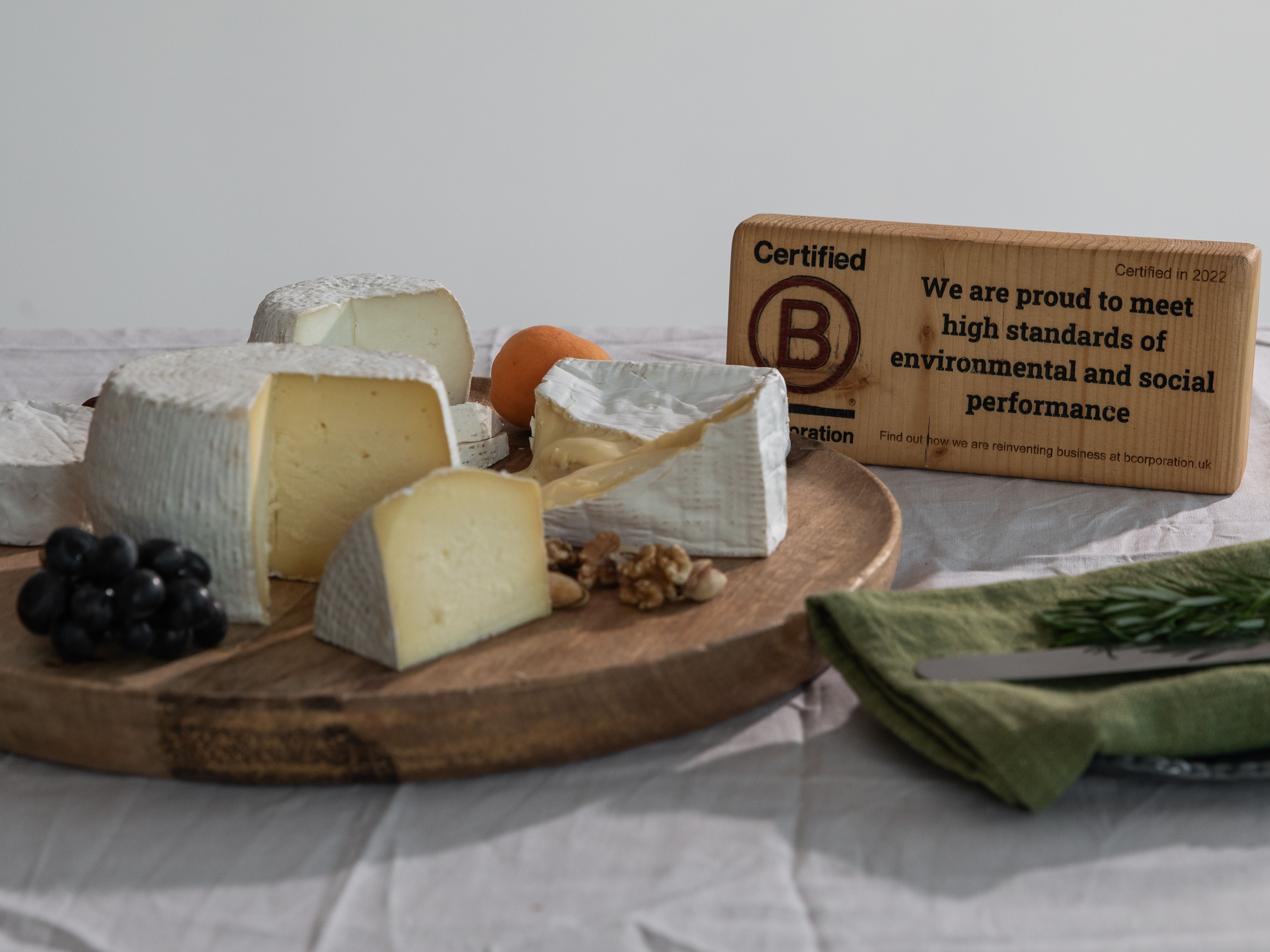 Sharpham Cheese and B Corp plaque