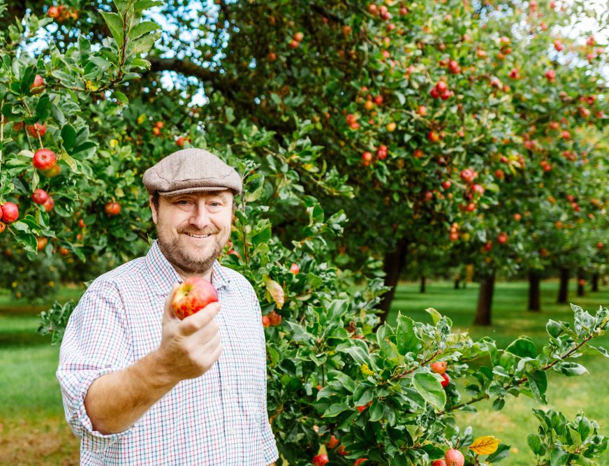 Sandford Orchards Barny with apple