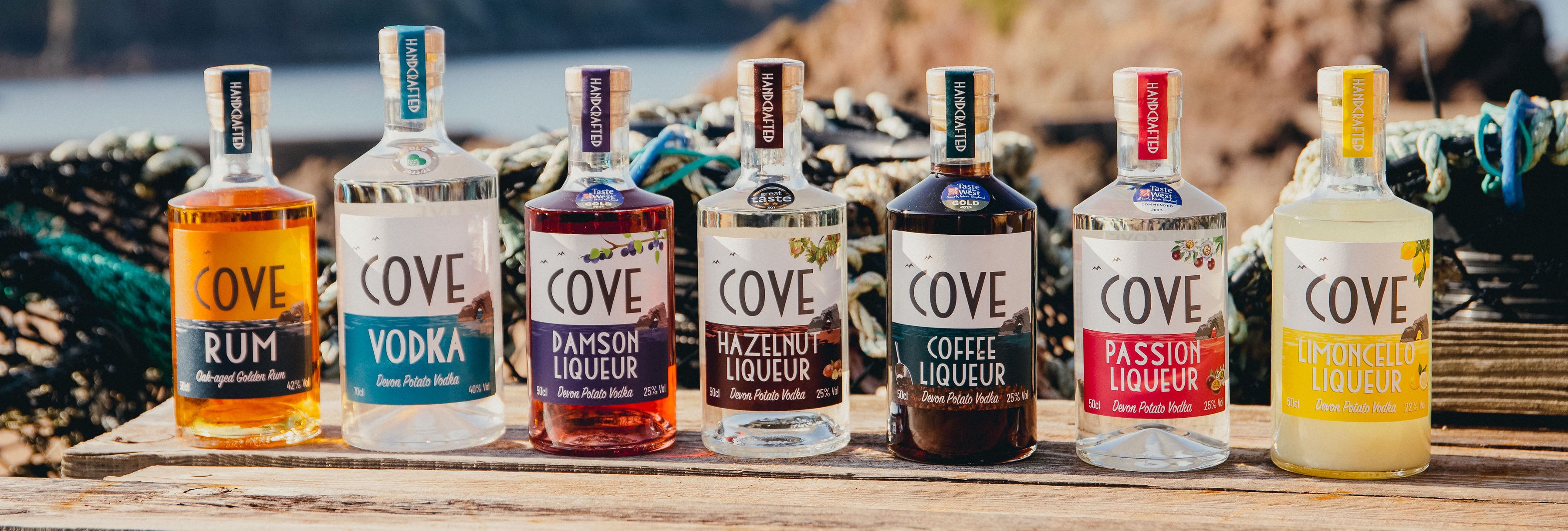 Devon Cove bottles in Hope Cove