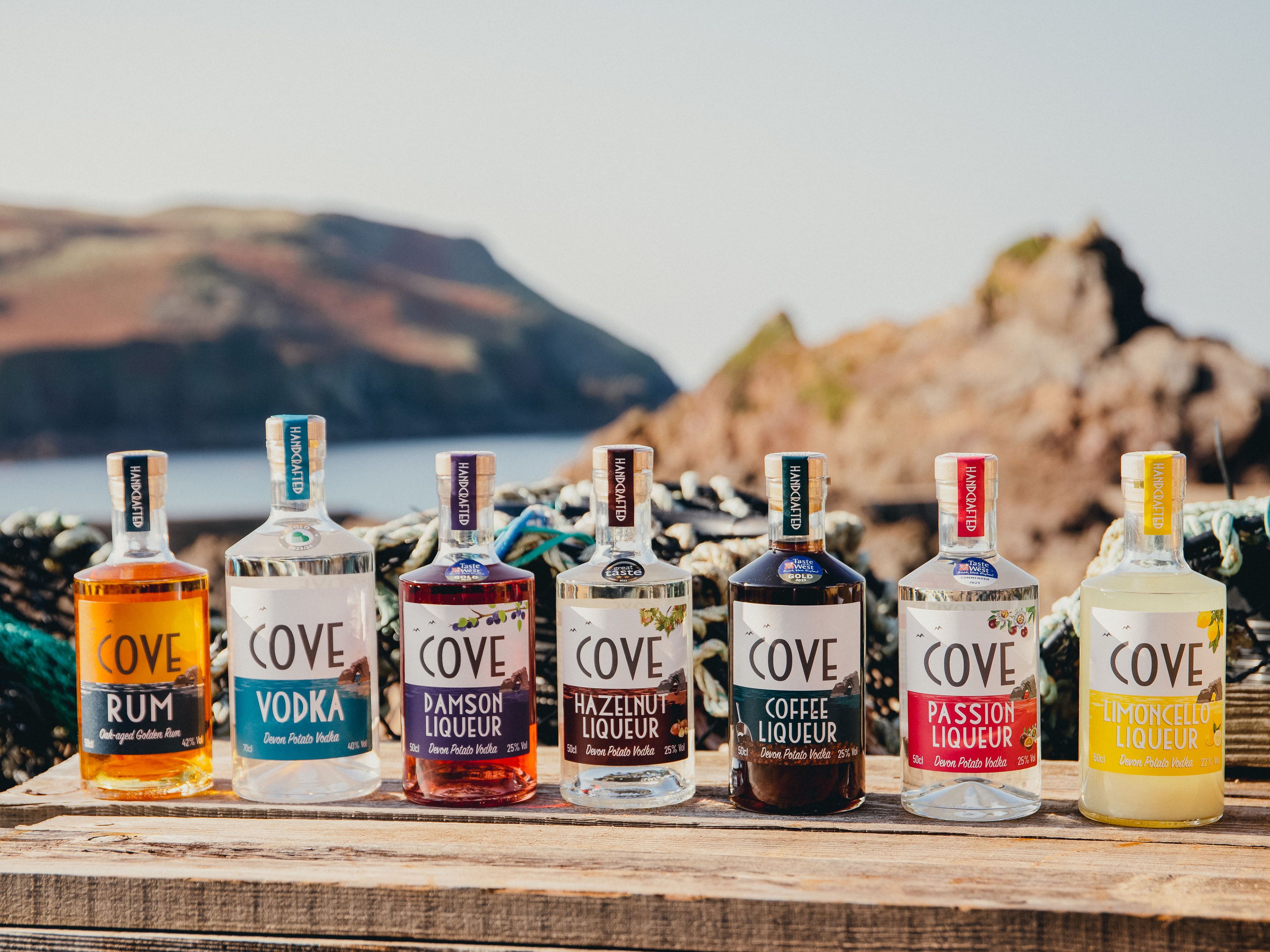 Devon Cove bottles in Hope Cove