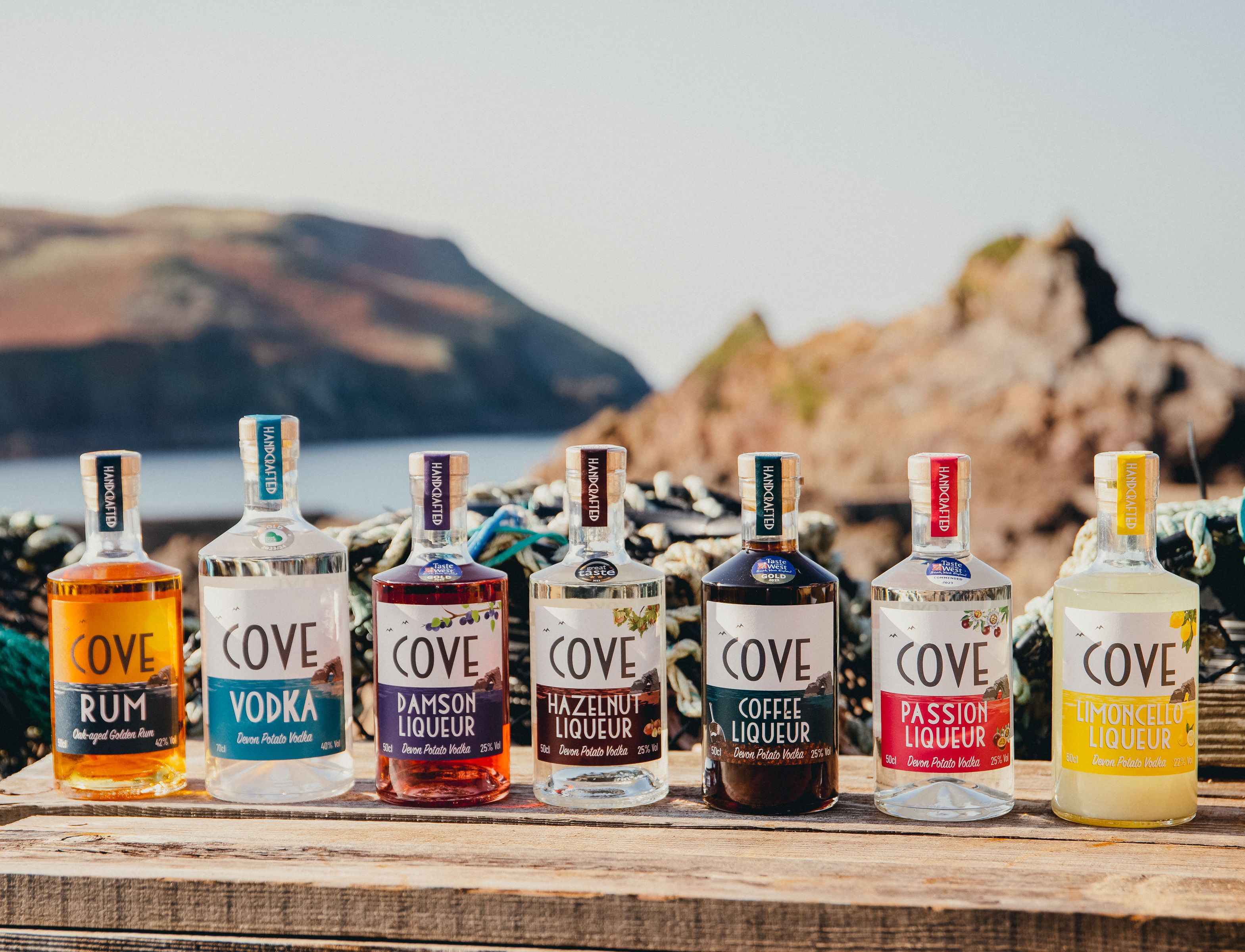 Devon Cove bottles in Hope Cove
