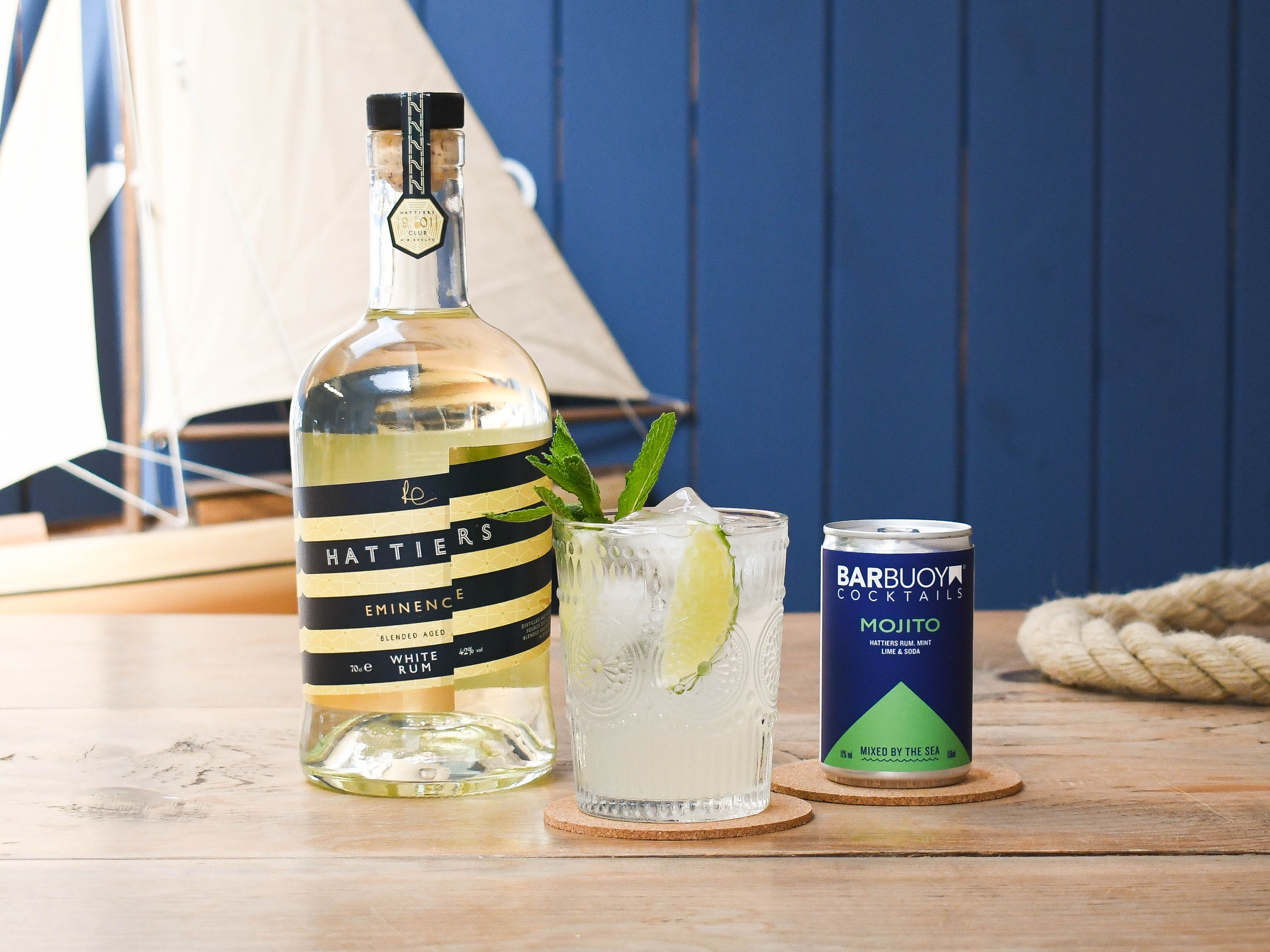 Bar Buoy Mojito and Hattiers bottle