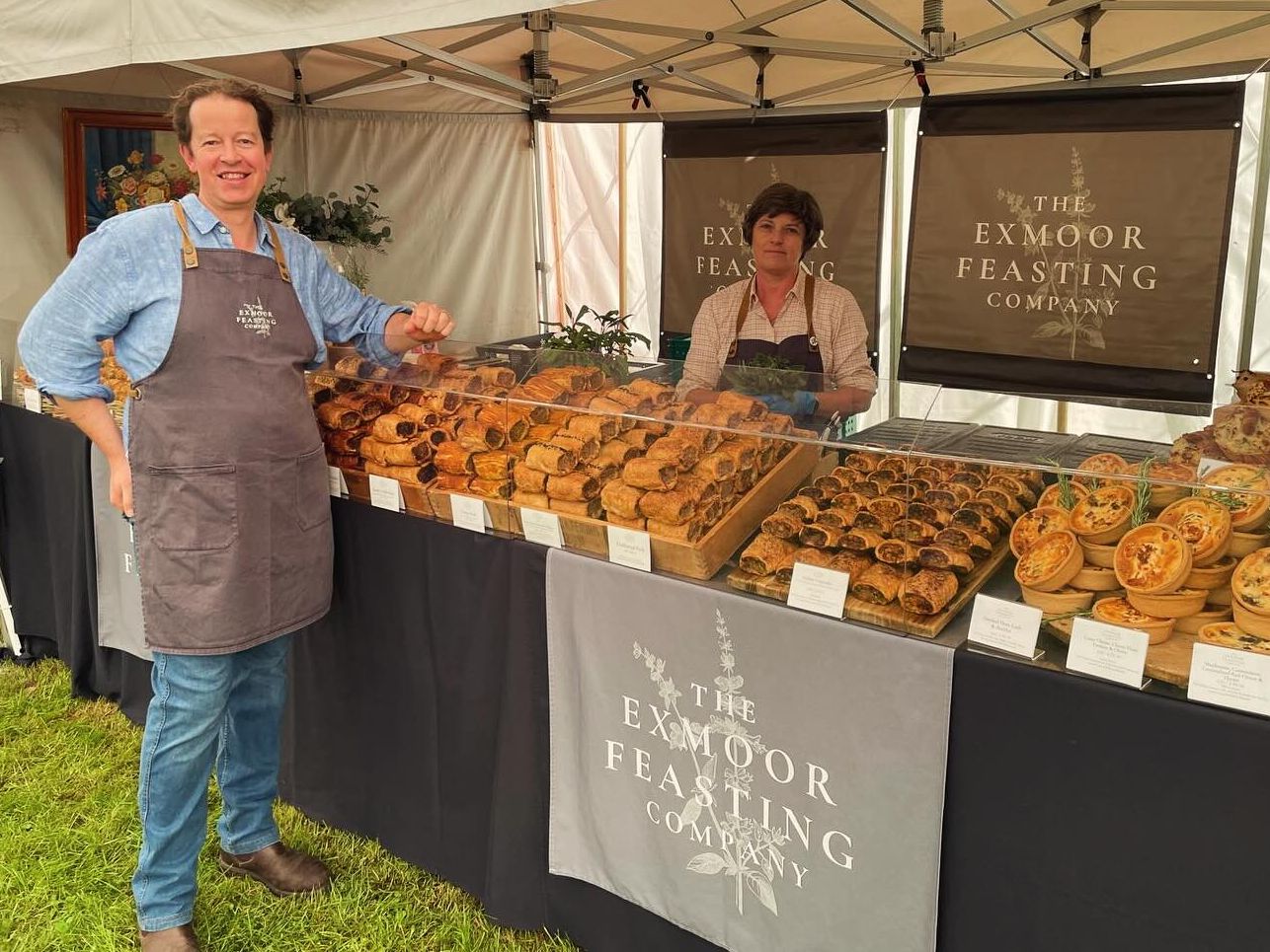 exmoor feasting co stand packed with savoury baked goods