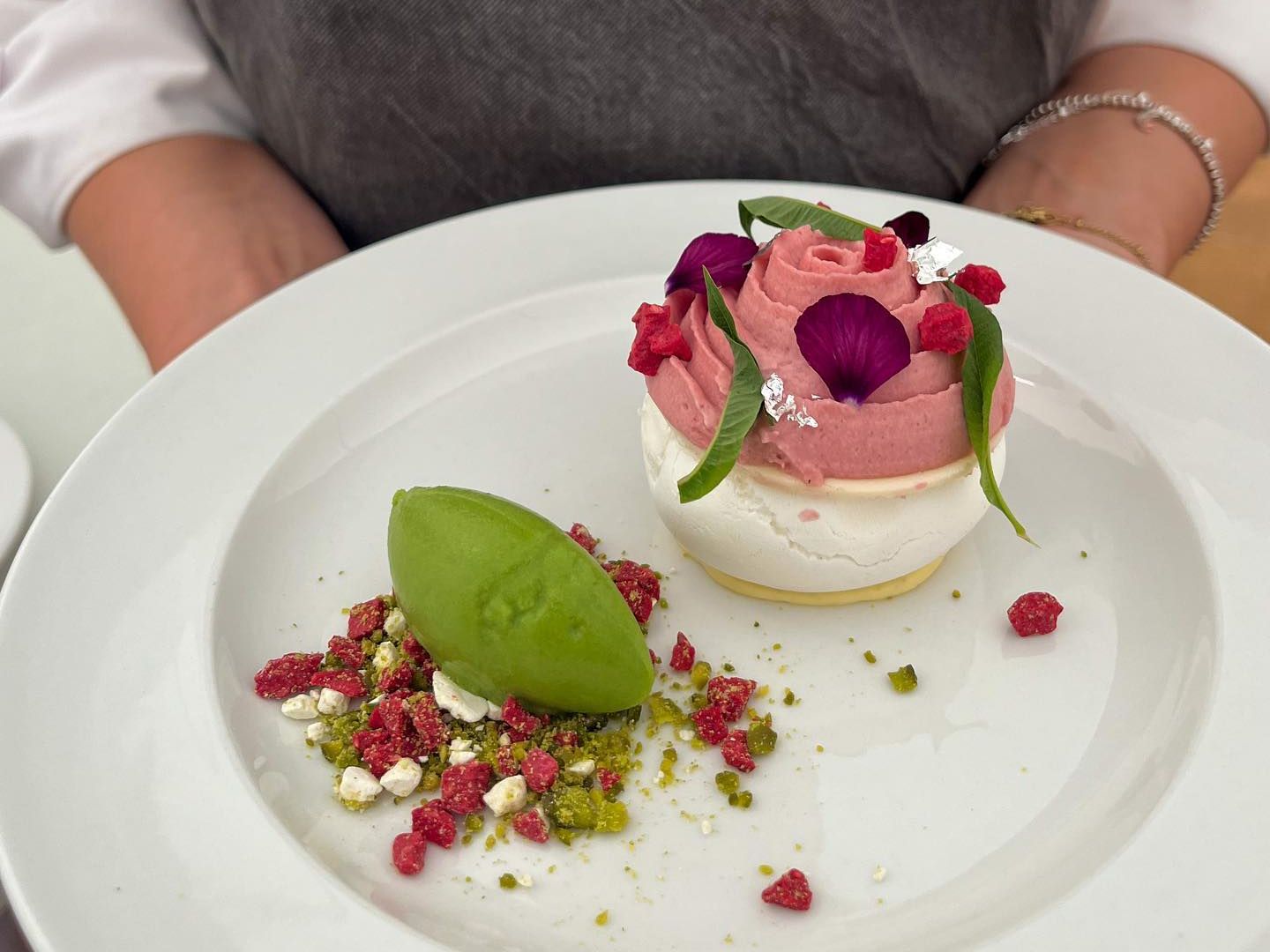 Pretty Little Pastries flower shaped patisserie on a plate