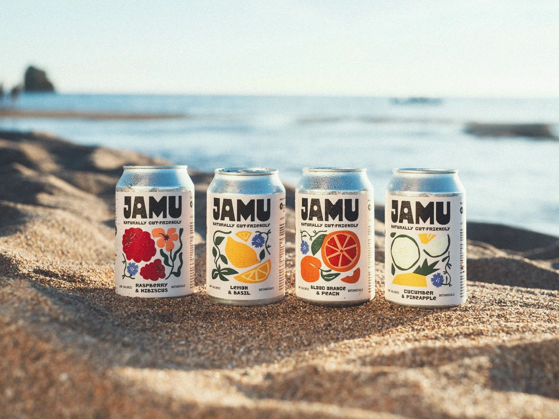 JAMU Wild Water range on a beach