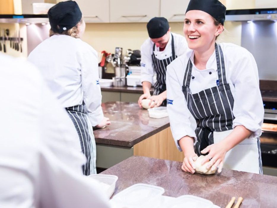 Ashburton Cookery School chefs in kitchen