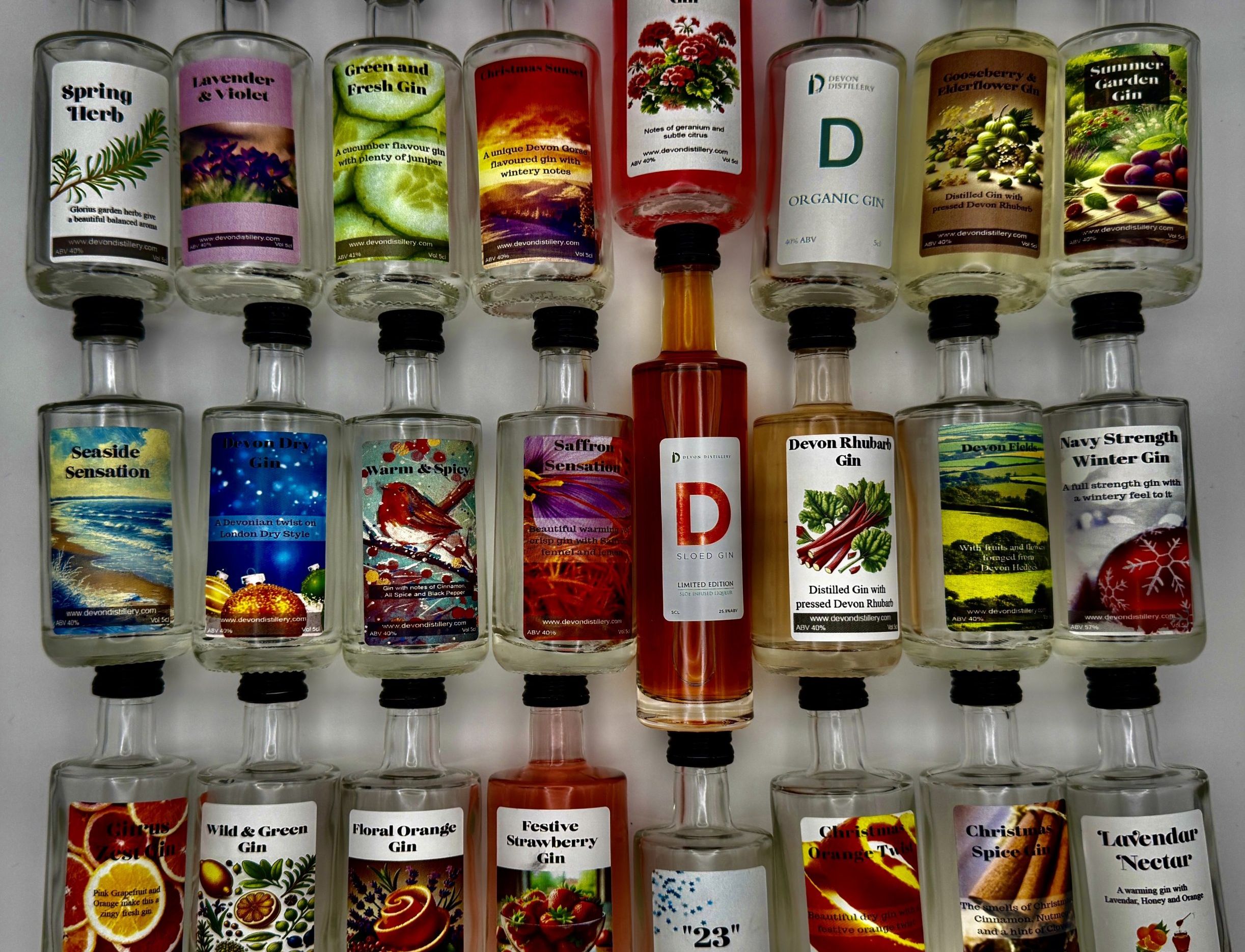 Devon Distillery Gin advent calendar contents
