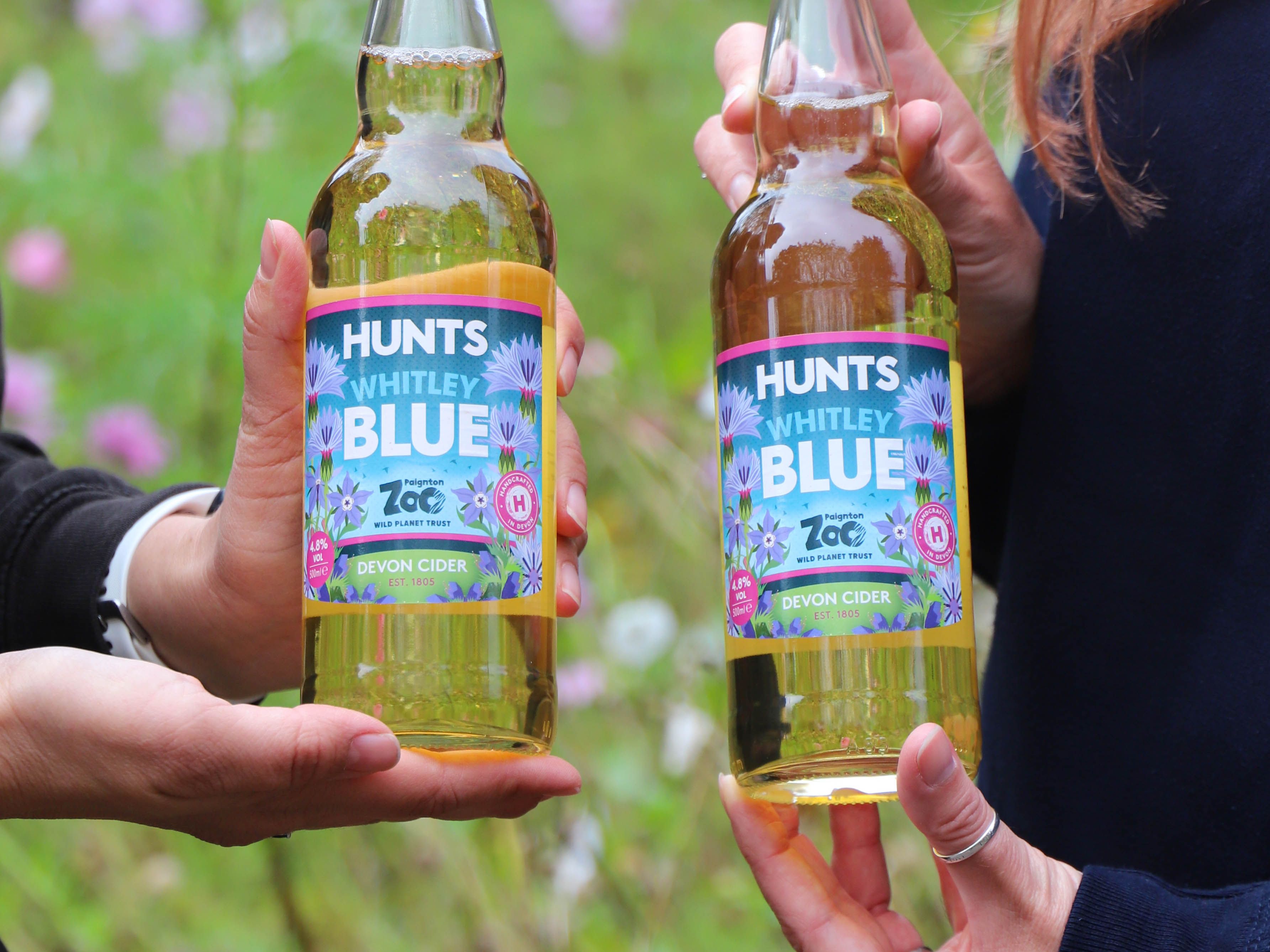 Hunts Cider Whitley Blue bottles