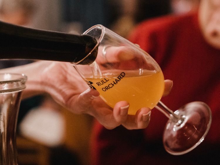 Rull Orchard cider in a glass