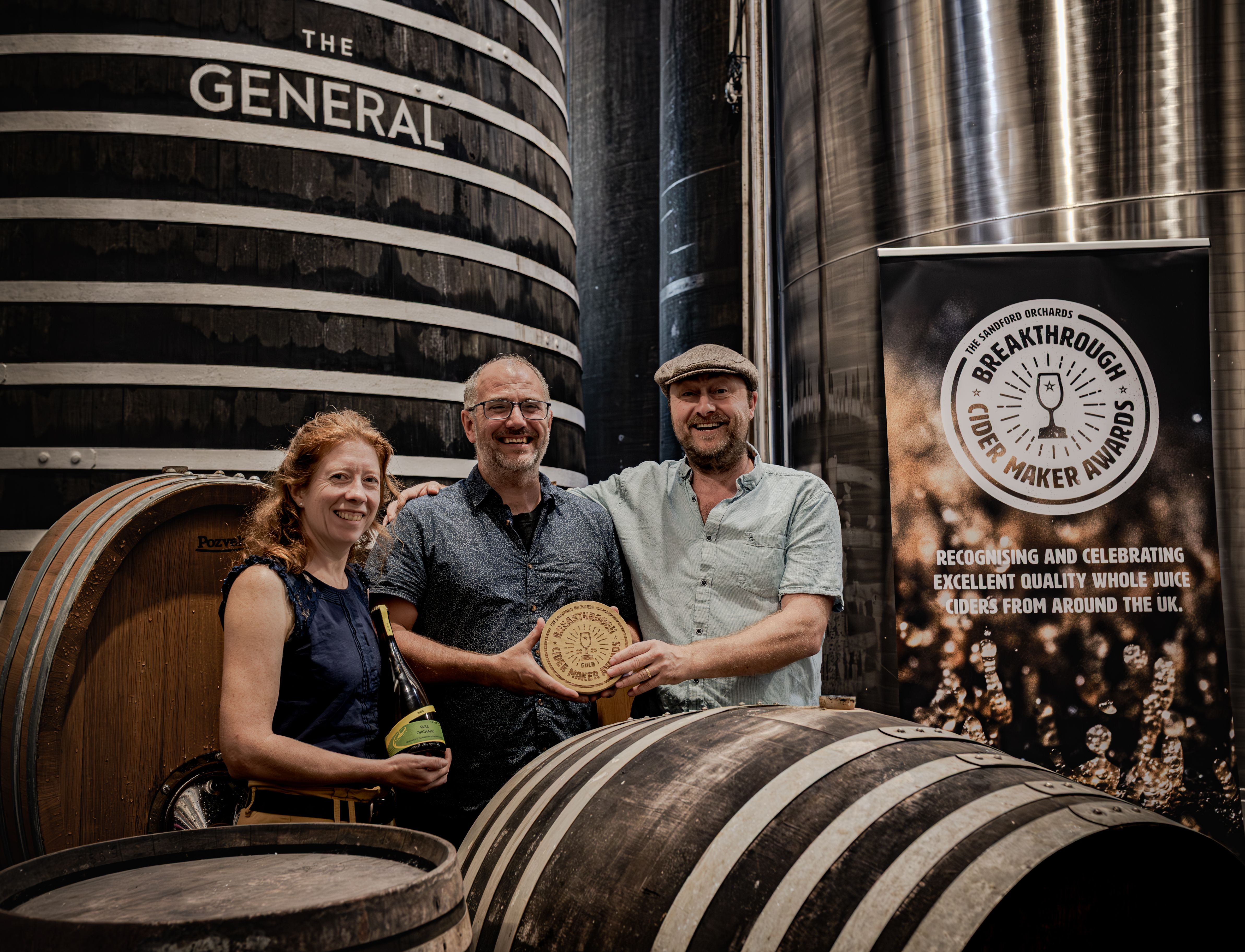 Rull Orchards BCMA Winners Claire Daniels and Mike Shorland from Rull Orchard, Barny Butterfield from Sandford Orchards