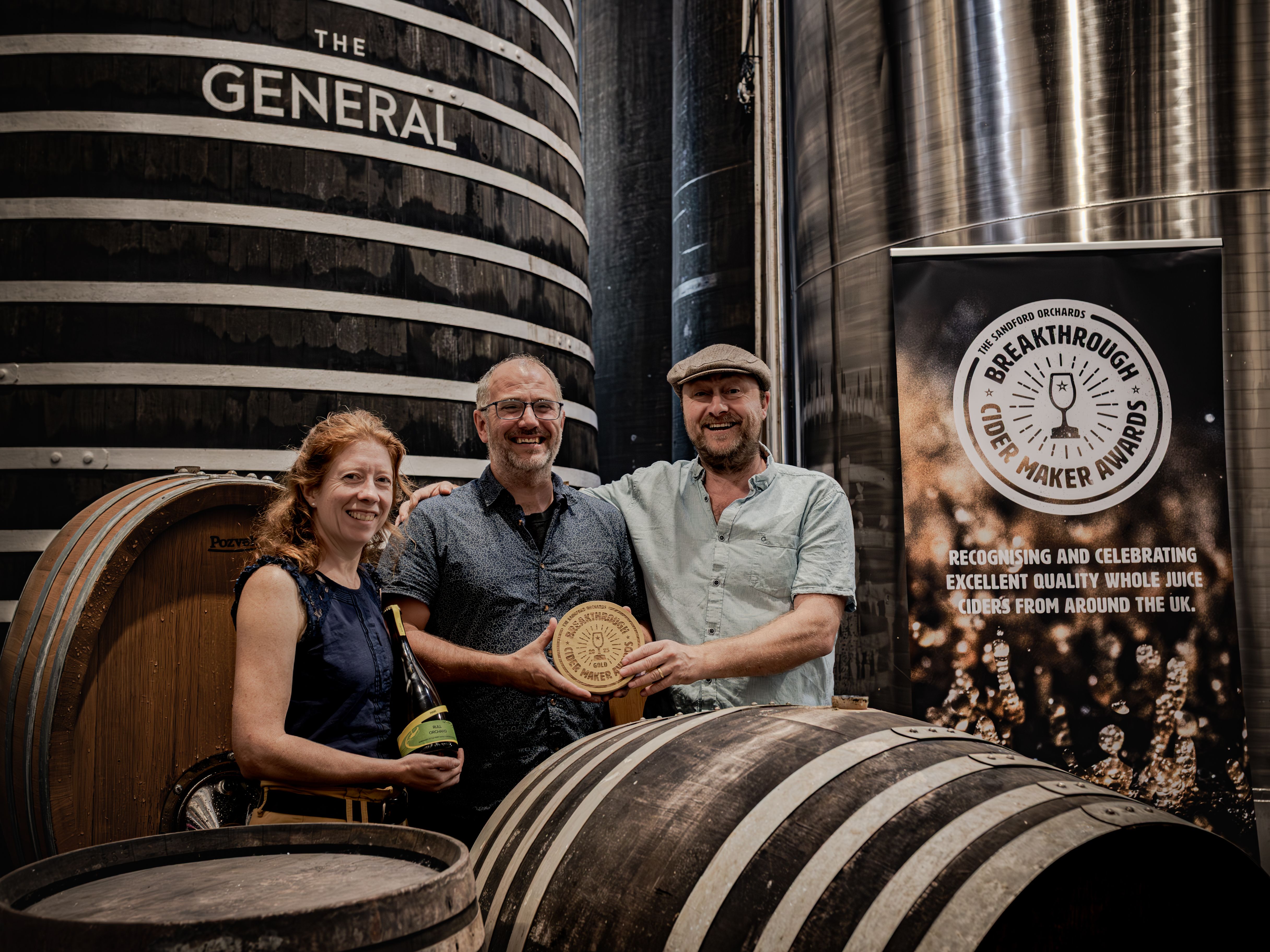 Rull Orchards BCMA Winners Claire Daniels and Mike Shorland from Rull Orchard, Barny Butterfield from Sandford Orchards