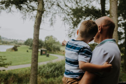 Man and child outside
