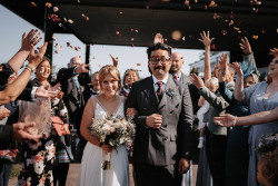 Bride and groom confetti throw