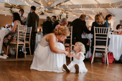 Bride with flower girl in Inglesmaldie suite