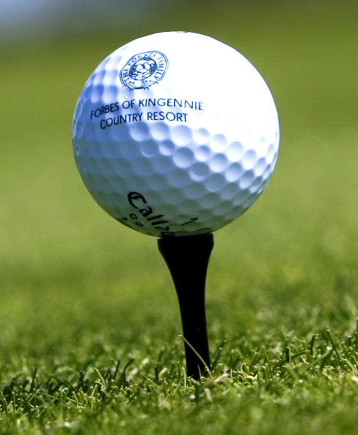 Close up of golf ball on tee