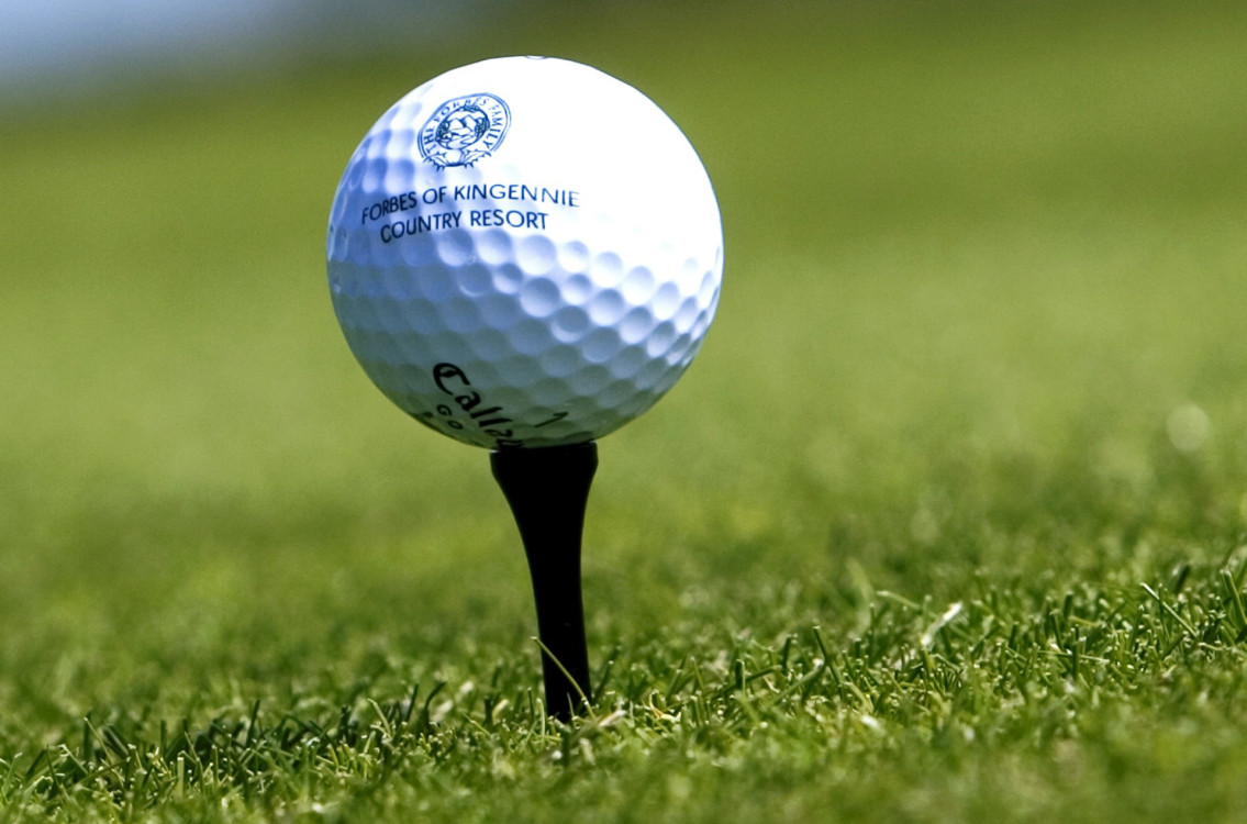 Close up of golf ball on tee