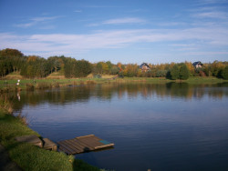 View across fishing pond