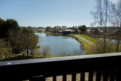 View from balcony across fishing pond