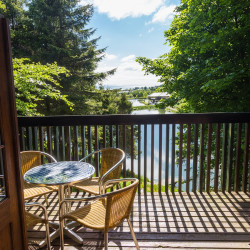 View from balcony over fishing pond