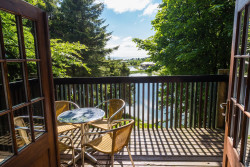View from balcony over fishing pond