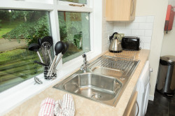 Kitchen sink with view from window