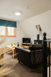 Living room with log burner