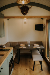 Shepherds hut seating area