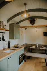 Shepherds hut seating area