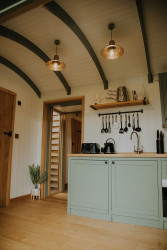 Kitchen area in shepherds hut