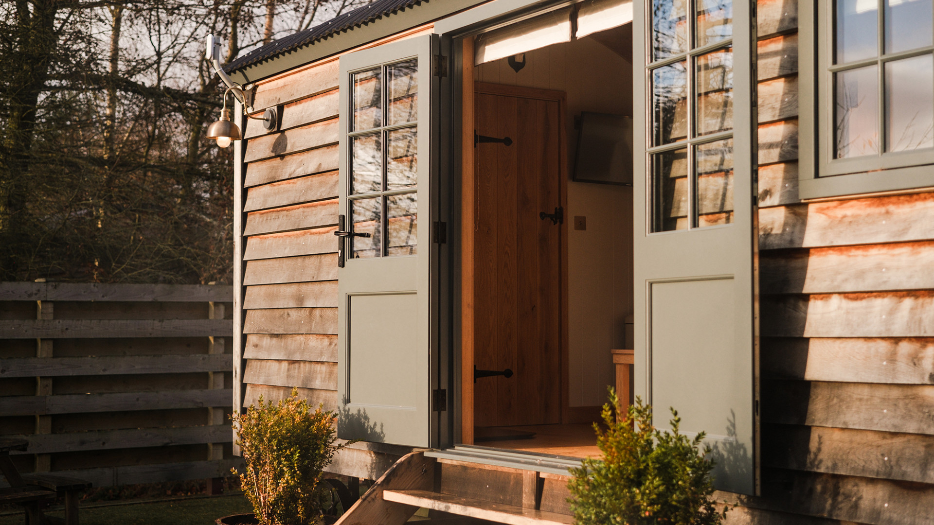 Shepherd Hut with doors open