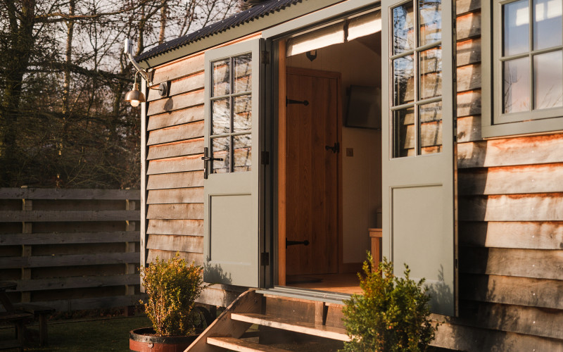 Shepherd Hut with doors open