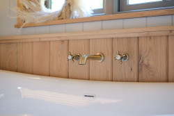 Taps over bath in shepherds hut