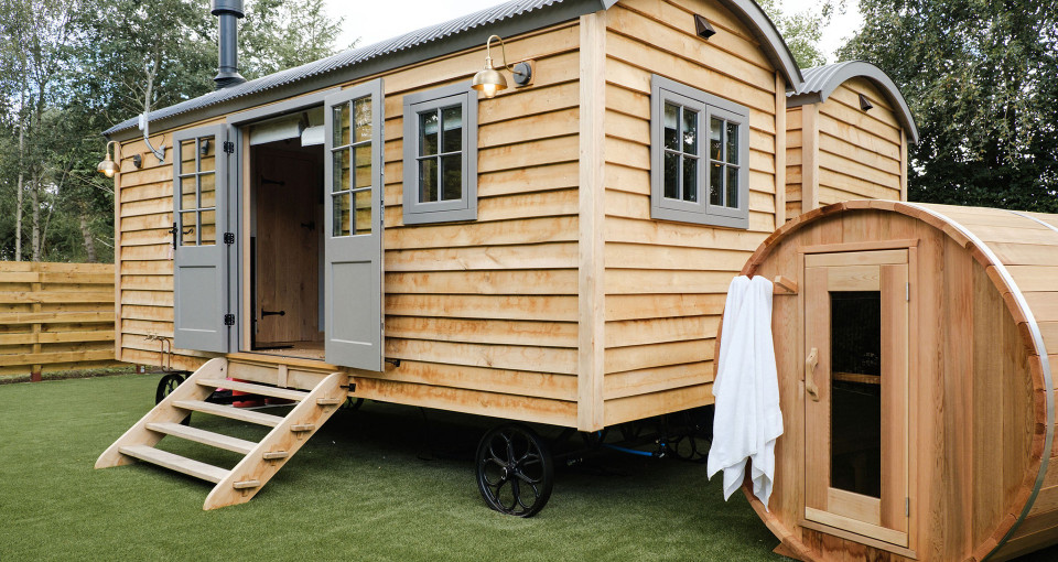 Sauna outside shepherds hut