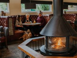 Log fire in Cairn O'Mount Bar