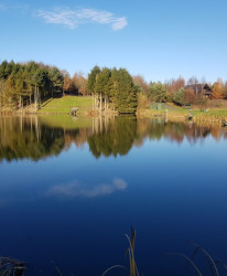 View across fishing pond