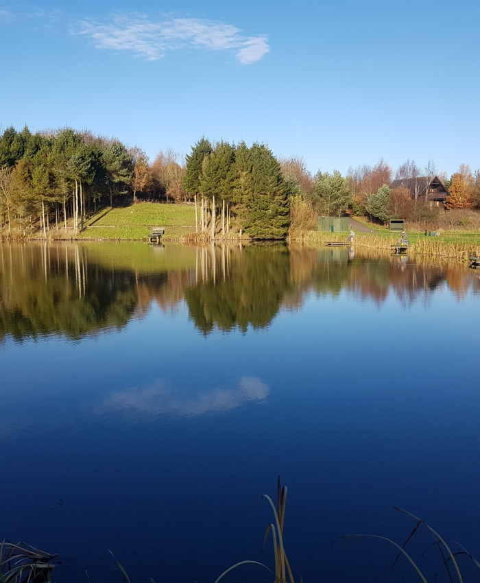 View across fishing pond