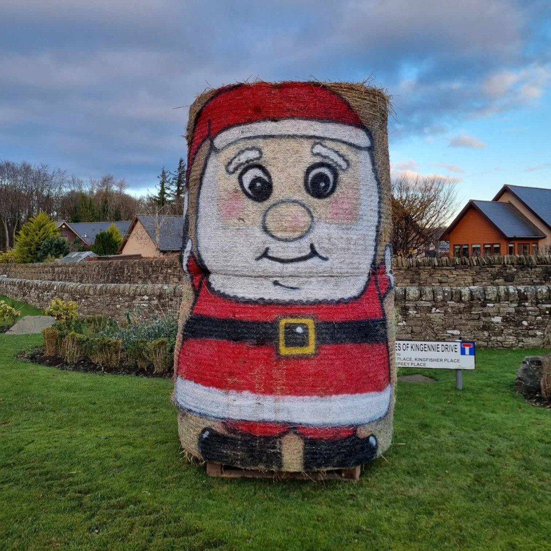 Santa Decorated Hay Bail