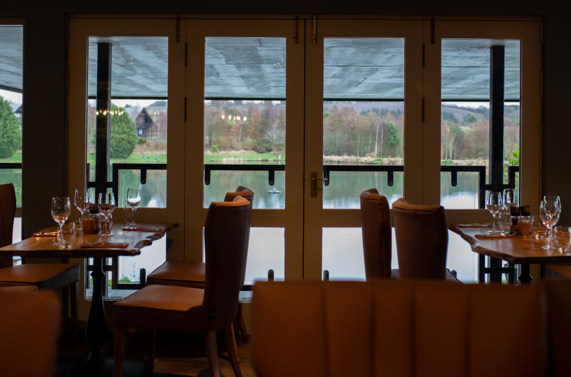 The Scullery Restaurant view over the fishing ponds