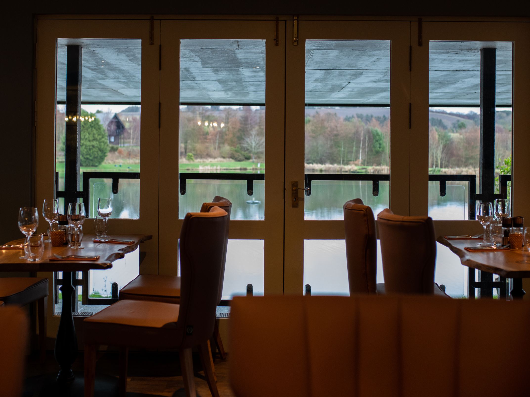 The Scullery Restaurant view over the fishing ponds