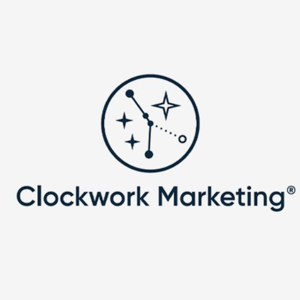 Clockwork Marketing logo with constellation and star symbols above the company name.