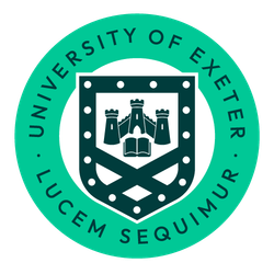 University of Exeter crest with the motto 'Lucem Sequimur'